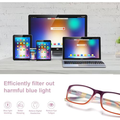 7 Pack Blue Light Blocking Reading Glasses Unbreakable Comfort Spring Hinge with Fashion Print Eyeglasses for Women