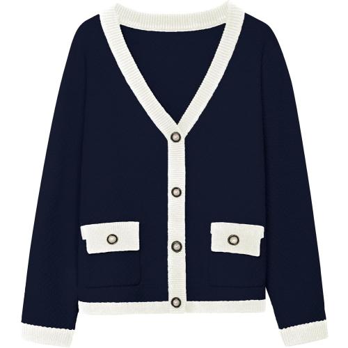 Casly Lamiit Women's Cardigan Sweaters Long Sleeve V Neck Button Down Knit Outerwear Spring Casual Open Front Cropped Jacket