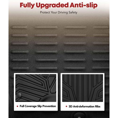 YHTAUTO Floor Mats Fit 2017-2026 Ford F-250 F350 F450 Super Duty Crew Cab (with Under Seat Storage & Carpet), TPE All Weather Odorless Floor Liner, F250 Car Accessories Front & 2nd Row Liner