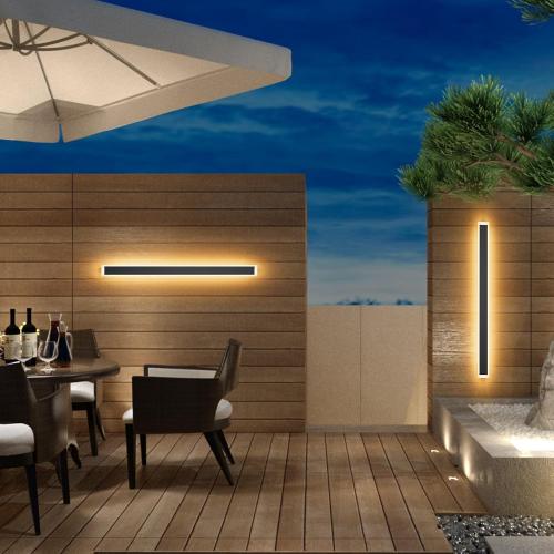2 Pack 39.4In Long Outdoor LED Wall Light 3000K Modern Exterior Lighting Fixture Exterior Wall Sconce IP65 Waterproof for Garage House Porch