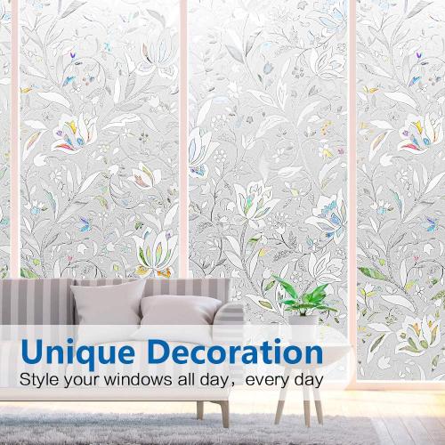 Window Privacy Film, Frosted Removable Glass Covering for Bathroom, Opaque Static Cling Heat Control Door Sticker for Home Office Living Room, Non-Adhesive Matte White (23.5 x 157)