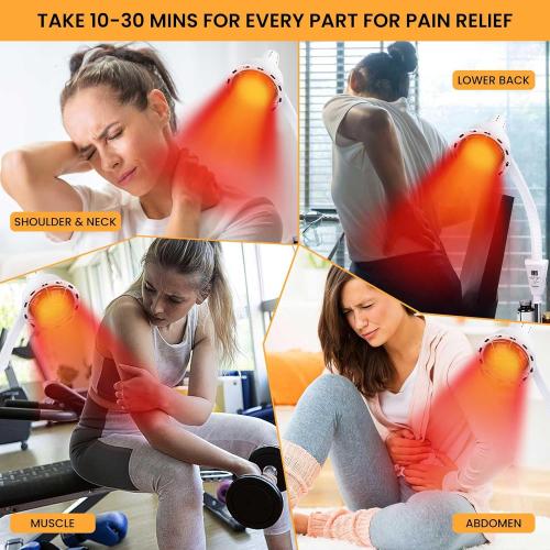 Infrared Light 275W Red Light Therapy Heat Lamp with Remote Control for Relieve Joint Pain and Muscle Aches, Adjustable Dimmable Red Light Standing Heat Lamp