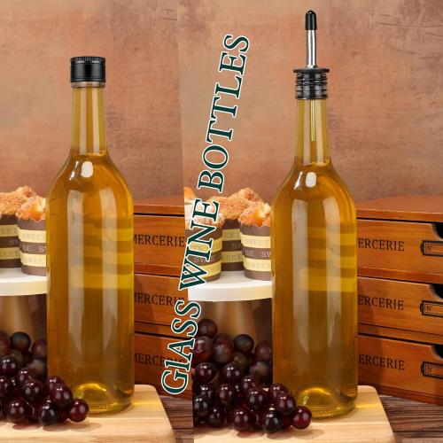 Maxdot 8 Pcs Syrup Bottle Long Neck Glass with Pour Spout, Liquor Syrup