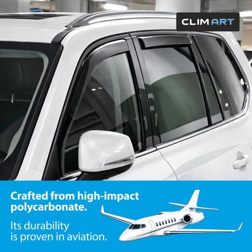 CLIM ART in-Channel Incredibly Durable Rain Guards for Toyota Grand Highlander 2024-2026, Original Window Deflectors, Vent Deflector, Vent Window Visors, Dark Smoke Car Accessories, 4 pcs - 624395