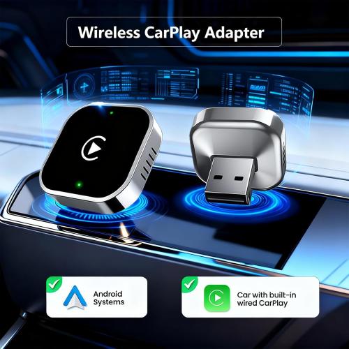 2026 Upgraded Wireless CarPlay Adapter - Fast Auto-Connect, Stable Connection, Mini Size Plug & Play Adapter for iPhone & Android Auto Compatible Cars