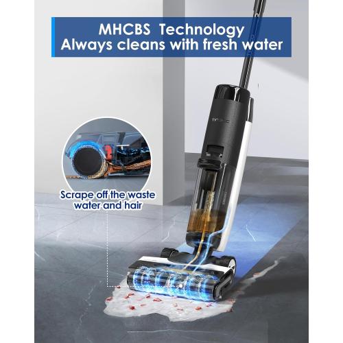 Tineco Floor ONE S7 FlashDry Smart Cordless Wet Dry Vacuum Cleaner, Long Runtime, Great for Sticky Messes, Self-Cleaning, 158℉Hot Air FlashDrying, Dual-Sided Edge Cleaning, Extended Battery Lifespan
