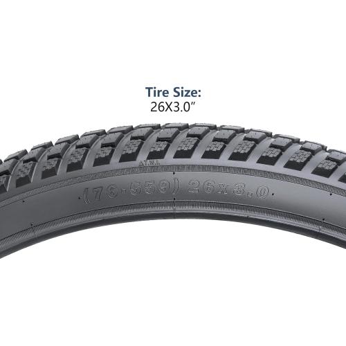YUNSCM 26 Fat E-Bike Tire 26 x 3.0/76-559 Compatible with 26x3.0 26X3 Fat E-Bike All-Terrain Directional Tread Bicycle Tire (Y-1138)