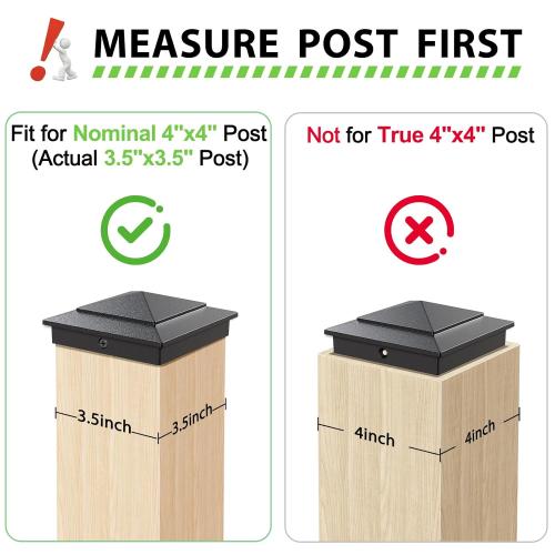 12 Pack Pyramid Aluminum Post Caps for 4x4 Wood Posts (Actual 3.5 x 3.5), Durable Powder-Coated Fence Post Caps for Deck, Patio, Fence, Weather-Resistant, Rust-Proof PC44