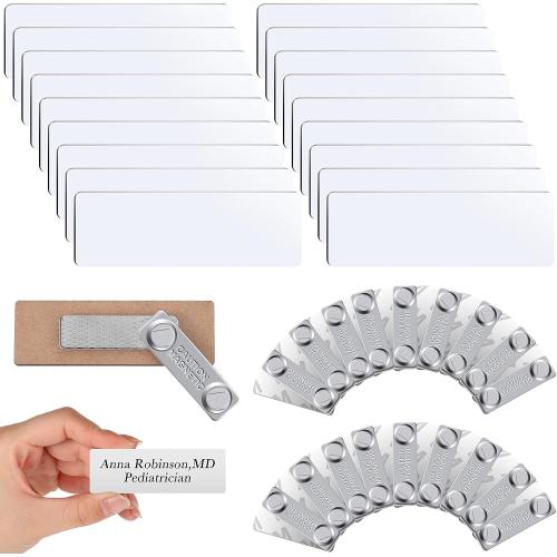 Magnetic 18 Sets Name Tags Printable Blank DIY Name Badge Magnets Adhesive Tag Holders Pins with Magnets for Jacket Lapel Shirts