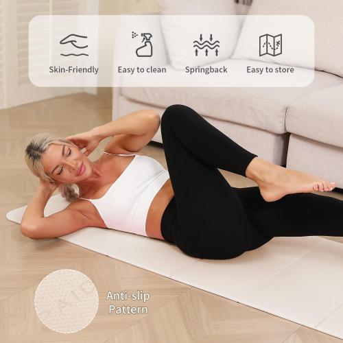 PAIDU Foldable Yoga Mat 10mm Thick, 75x26 Non-Slip Fitness Exercise Mat | SGS Certified| uick Fold，Easy Storag，Portable for Yoga/Pilates/Studio/Home Workout