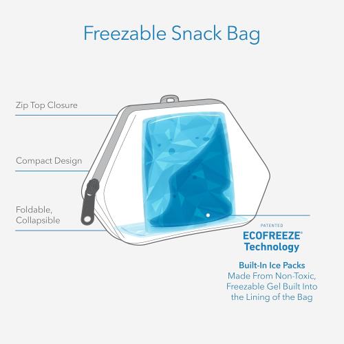 PackIt® Freezable Snack Bag, Gray Fog, Built with ECOFREEZE® Technology, Foldable, Reusable, Zip Closure, Designed For Keeping Snakcs Fresh On the Go, and Adults of all Ages