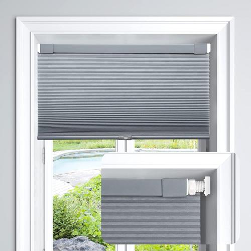 LazBlinds Cordless Cellular Shades, No Tools No Drill Light Filtering Honeycomb Shades Pleated Blinds for Windows, 35 1/2'' W x 64'' H, Dark Grey