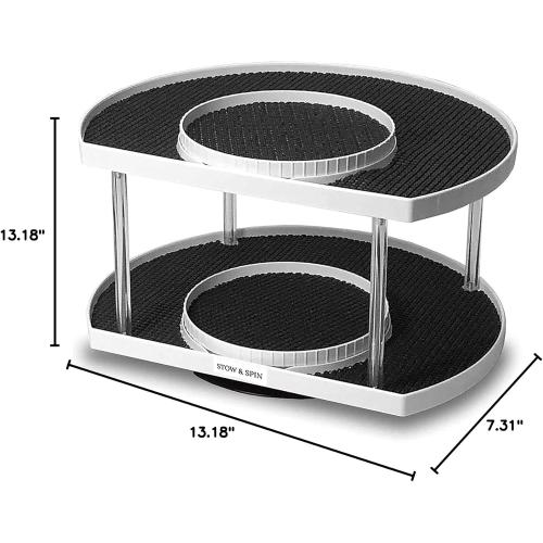 2-Tier Spice Rack Organizer for Cabinet | Rotating Lazy Susan Spice Organizer Holds 40 Spice Jars | Countertop & Pantry Spice Shelf for Kitchen Organization & Storage (White)