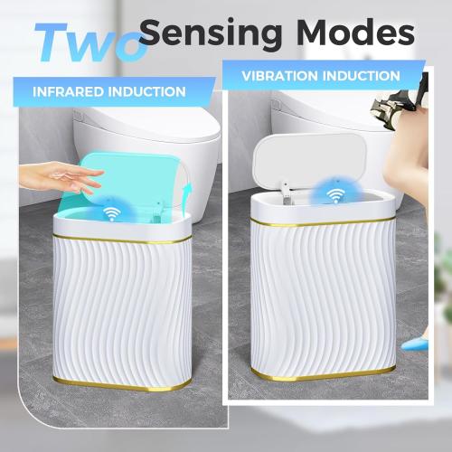 steo spce Automatic Motion Sensor Bathroom Small Trash Can with Lid, 2.6 Gallon Touchless Slim Garbage Can, Smart Waterproof Trash Bin for Bedroom, Restroom, Living Room, Office