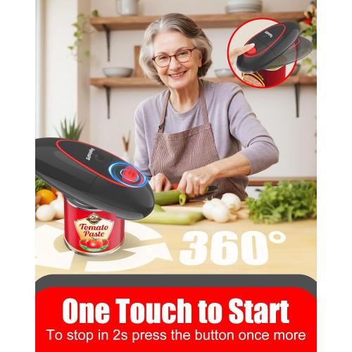 One Touch Electric Can Opener for All Can Sizes, Smooth Edge Design for Seniors with Arthritis, Automatic Kitchen Gadget & Food Safety