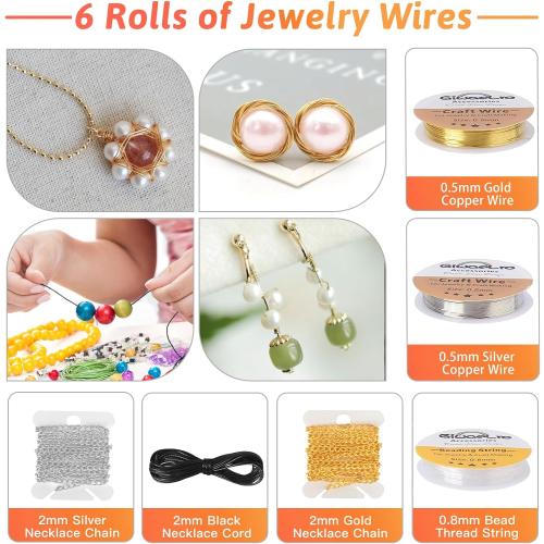 Giwaelro Jewelry Making Kit for Adults, Jewelry Making Supplies with Pliers, Wires, Findings, Necklace Chains, Magnifier and Storage Bag