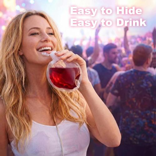 Remerry 10 Pcs Plastic Flasks, 3 Oz Concealable and Reusable Drink Pouches