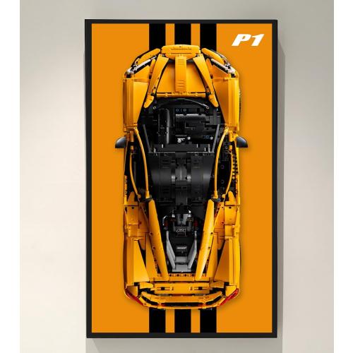 WETCEAOM Display Wallboard for Lego Technic McLaren P1 42172 Hypercar 1:8, Compatible with Lego F1 Car, Gift Ideas for Car Wall Mount Enthusiast, Only Wallboard, Size:17.7X 29.5in, No Model!