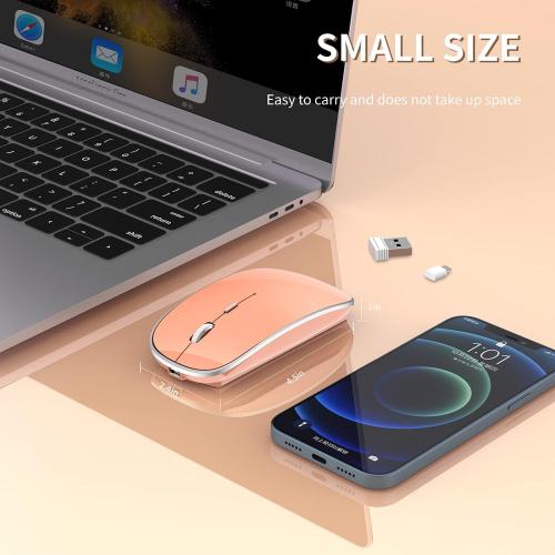 Halpilt Silent Wireless Mouse | USB-C & USB-A Dual Receiver(Orange)