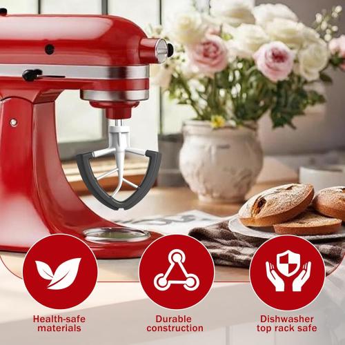 Flex Edge Beater for KitchenAid 4.5/5 Qt Tilt-Head Mixer – Flexible Silicone Edge kitchen aid paddle attachments, Auto-Scrape Bowl Scraper, For Kitchen Aid Accessories and Attachments (Gray)
