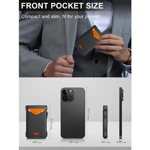 Wallet for Men RFID Wallet with 2 ID Windows & Money Clip, Slim Card Holder | 10-12 Cards Bifold Minimalist Smart Pop Up Wallet for Front Pocket Compact Metal Credit Card Holder Birthday Gifts for Men