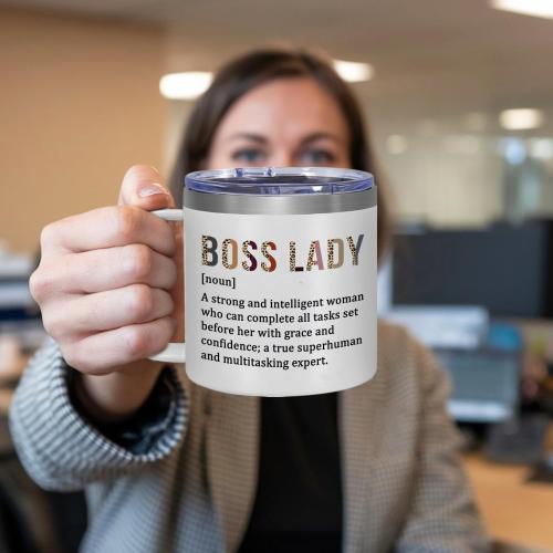 14 Oz Tumbler for Lady Boss, Inspirational Cup for Leader, Manager, Women Coworker – Birthday, Christmas, Boss Day Gift Idea
