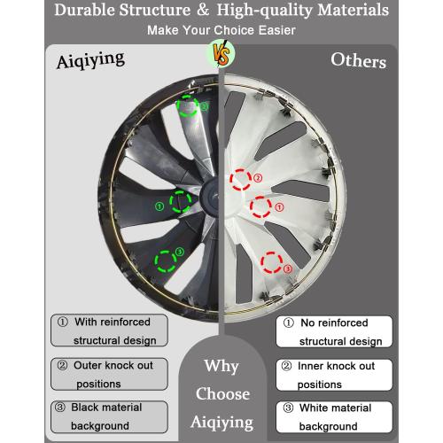 Hubcap Wheel Cover Replacement R17 Hub Caps Universal-Fit Steel Wheel Rim Cover ABS Material Exterior Accessories for Car Truck SUV -Set of 4（17-inch，Silver-Black）