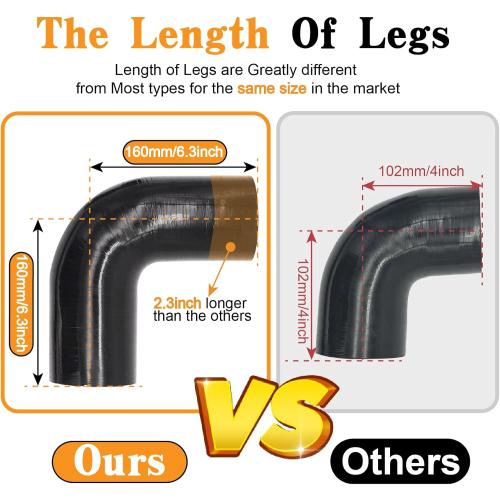 90 Degree Elbow Coupler Silicone Hose 4-Ply 4-inch for Turbo/Intercooler/Intake Piping,Length 120mm Thickness 5mm with T-Bolt Clamp