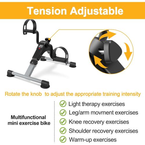 Folding Exercise Bike Pedal Exerciser Portable Desk Bike with LCD Display for Arms and Legs Workout