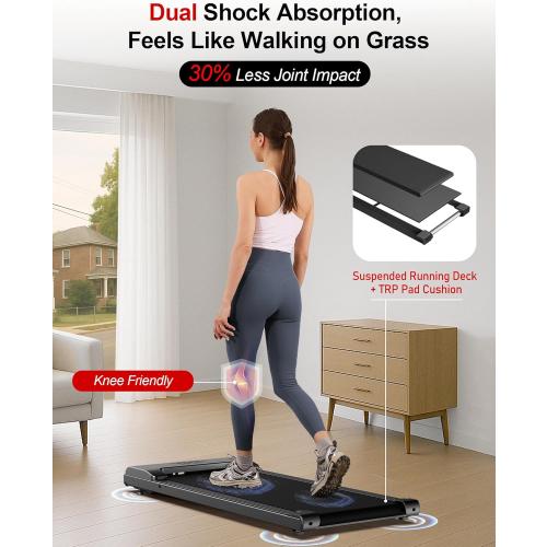 Lichico Walking Pad Under Desk Treadmill，Portable Small Treadmills for Home and Office，Super Quiet Brushless Motorized Walking Jogging Running Machine with Remote Control