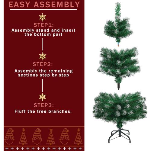 CCINEE 3FT Artificial Christmas Tree, Small Mini Table Top Green Xmas Tree with Flocking Snow Frost Tip and Metal Stand for Porch Coffee Table Centerpiece Arrangements Home Office Holiday Decor
