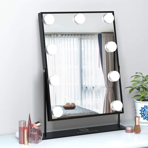 FENCHILIN Hollywood Mirror with Light 12.0W'' * 14.5L'' Lighted Makeup Mirror Vanity Makeup Mirror Smart Touch Control 3 Colors Dimable Light Detachable 10X Magnification 360°Rotation(Black)