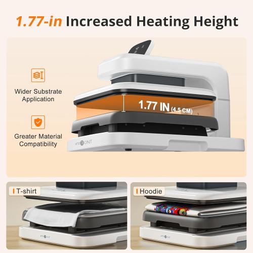 HTVRONT Auto Heat Press 2 - Heat Press Machine for T Shirts with Adjustable Pressure & Higher Heating Height, Heats Up Fast & Evenly Heat Press 15x15 for HTV, Sublimation, Heat Transfer Projects
