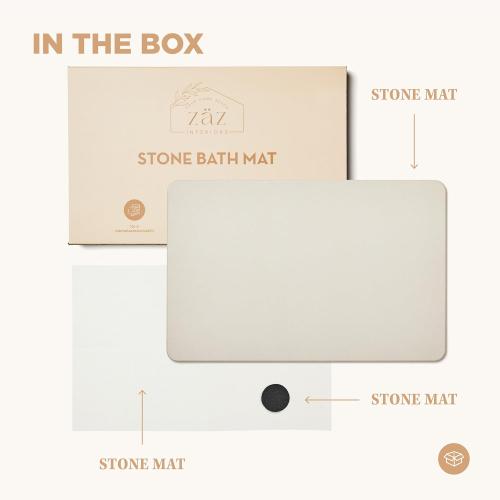 Stone Bath Mat for Bathroom – Quick Drying, Non-Slip Shower Mat – Super Absorbent Bath Stone Mat – Water Absorbing Bathmat, 23” x 15”, Swiss Coffee