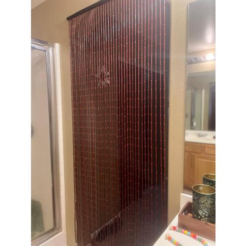 Natural Dark Brown Bamboo Beaded Curtain Room Divider Plain Design-Bamboo and Wooden Doorway Beads-Boho Bohemian Curtain 38 Strands 36 Wx78 H