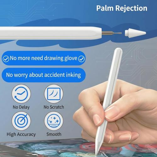JDB A16 Stylus Pen for iPad, 3X Fast Charge,Tilt Sensitivity & Palm Rejection Active Pencil Compatible with 2018-2025 Apple iPad Pro 11/12.9 /M4, iPad Air 3/4/5/M2/M3,iPad mini 5/6