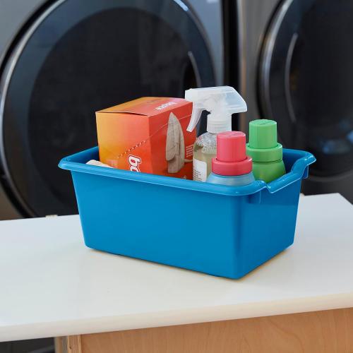 20PCs Color Blue ECR4Kids Scoop Front Storage Bin, Multipurpose Organization, French Blue, 20-Piece