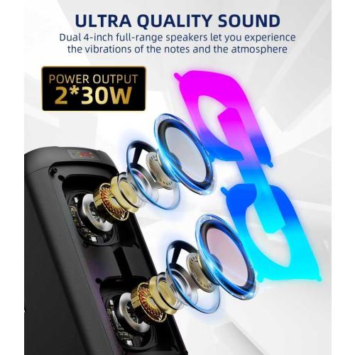 Karaoke Machine for Adults, Portable Bluetooth Speaker with 2 Wireless Microphones, Portable PA System with Disco Lights for Big Party, Outdoor, Ideal Gifts for Family, Music Lover