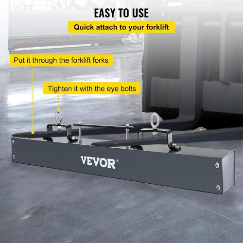 VEVOR 48 inches Hanging Magnet Magnetic Sweeper Pickup Tool 67 Lbs Nail Magnet Hang Type Magnet Sweeper Magnetic Nail Sweeper Magnetic Sweepers fits Forklift
