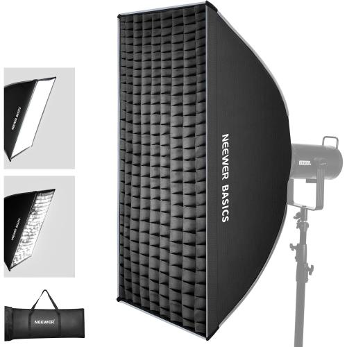 NEEWER Basics Strip Softbox Bowens Mount, 24x35 Quick Release Soft Box Light Diffusers/Grid/Bag Compatible with Aputure 150c Compatible with Godox SL60w, for FS300C FS150B HB80C CB200C Q6, NS60P