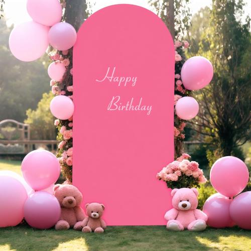 Hot Pink Arch Cover, 6FT Spandex Fitted Wedding Arch Stand Covers Round Top Chiara Backdrop Cover for Birthday Party Ceremony Banquet Decoration