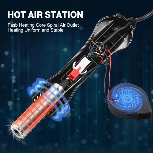 Rework Soldering Station, 2 in 1 SMD Hot Air Solder Station and Soldering Iron Kit Heat Gun with Soldering Tips, Hot Air Nozzles, Tweezers