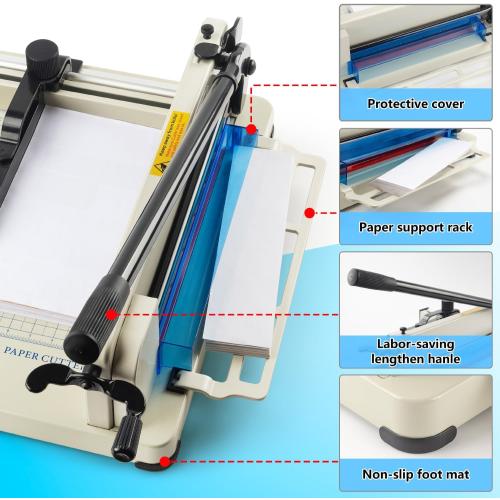 Ecraft Heavy Duty 12 Guillotine Paper Cutter - 400 Sheet Capacity,Solid Steel with HSS Blade,Industrial Commercial Trimmer for Office,School,Print Shop,Safety Lock & Clear Grids