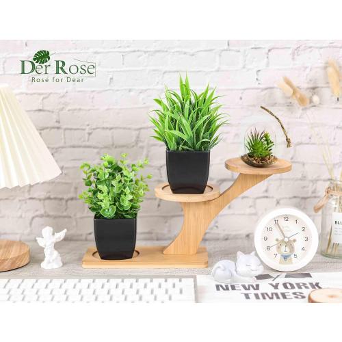 Der Rose 2 Pack Fake Plants Small Artificial Potted Plants Faux Plants Black Bathroom Accessories for Home Office Desk Bathroom Decor Indoor