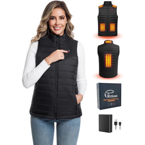 Rrtizan Women's Lightweight Heated Vest with USB-C Rechargeable Battery, Puffer Classic Heating Vest