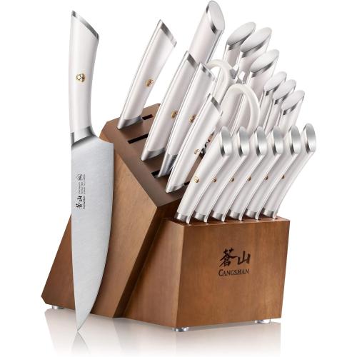 Cangshan ELBERT Series German Steel Forged Knife Block Sets (20-Piece, White)