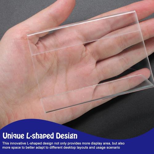 Bonsicoky 10 Pack Mini Clear Acrylic Sign Display Holder, L Shaped | Name Card Price Card Display Stand, For Office, Store, Restaurant, 3.5 x 2.5 In