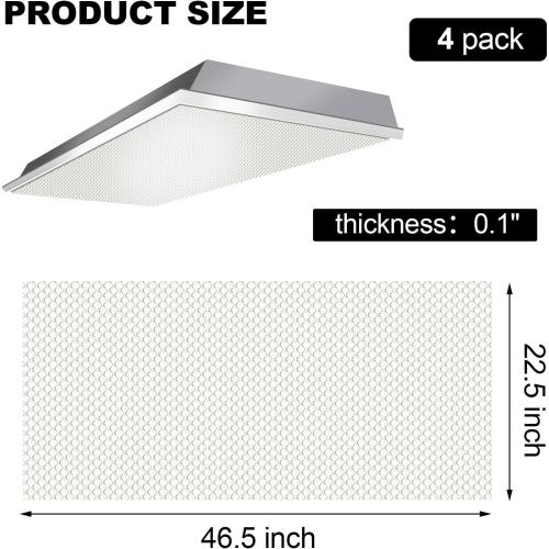 Frienda 4 Pcs Fluorescent Light Covers Replacement Flat Clear Prismatic Acrylic Ceiling Light Cover Panels(22.5 x 46.5: x 0.1)