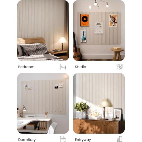 Fluxynara 48 x 36 Large Felt Bulletin Board, Oatmeal | 12 Pack Cork Board Alternative with 60 Safe Adhesive Tabs, Pin Boards for Wall Decor, Home, Office, Classroom,Dorm