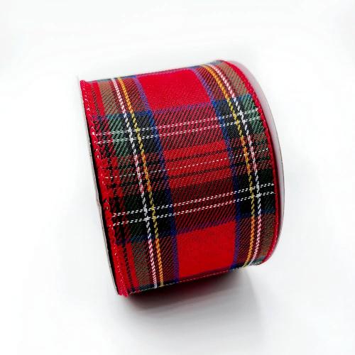 Designer's Shop WR 63-5187 Holiday Tartan Plaid Wired Ribbon 2.5 x10 Y
